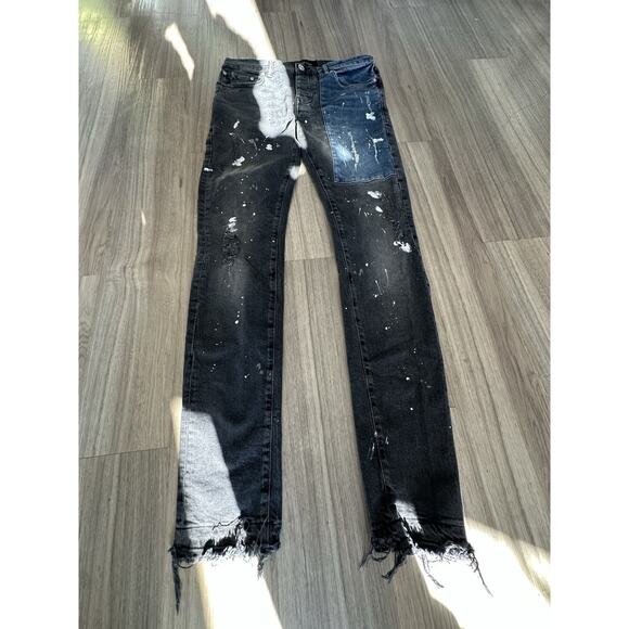Purple Brand Jeans Mens 32 Black Distressed Skinny Jeans A - Picture 1 of 8